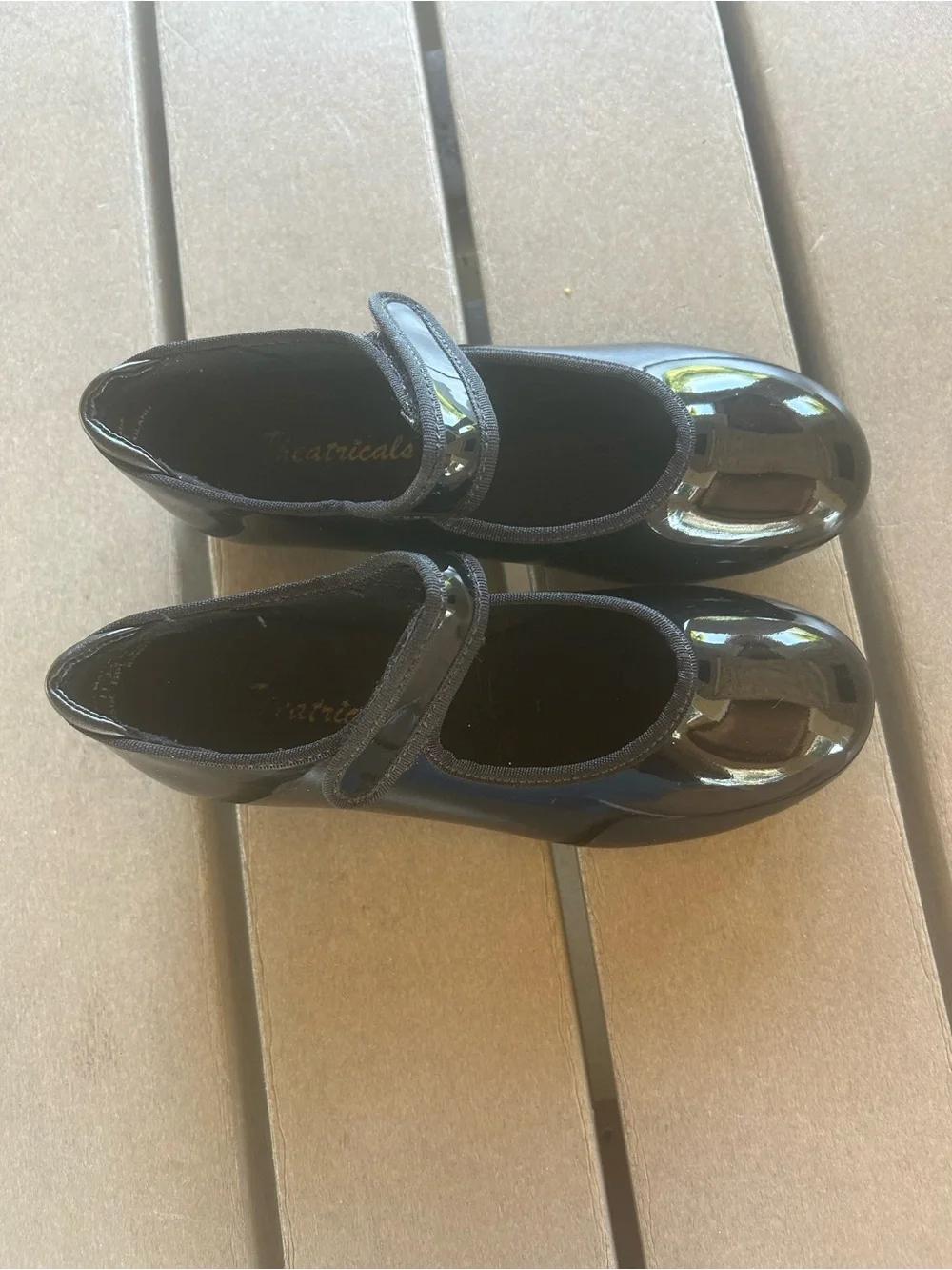 Girls Black Patent Mary Jane Dress Shoes with Hook-and-Loop Strap Tap 11.5 W
